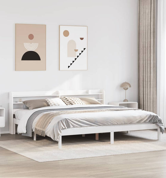 Massivholzbett ohne Matratze Weiß 180x200 cm Kiefernholz