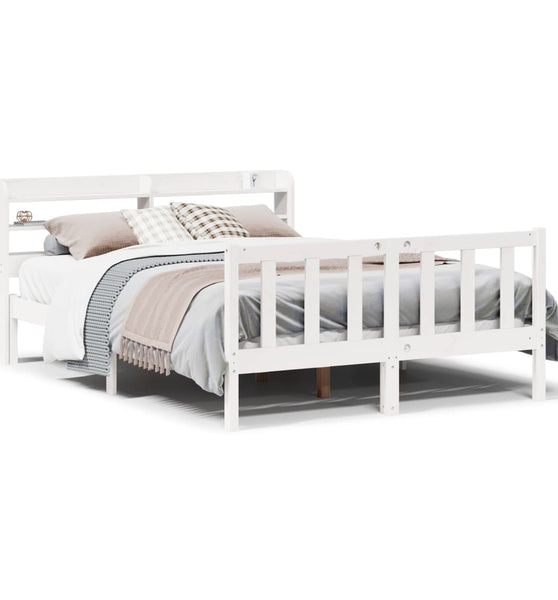 Massivholzbett ohne Matratze Weiß 140x190 cm Kiefernholz