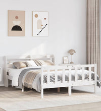 Massivholzbett ohne Matratze Weiß 140x190 cm Kiefernholz