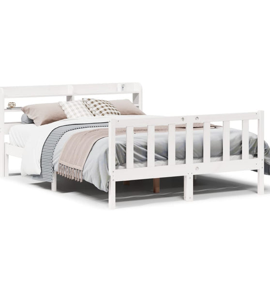 Massivholzbett ohne Matratze Weiß 140x200 cm Kiefernholz