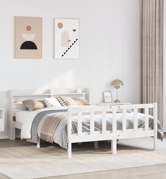 Massivholzbett ohne Matratze Weiß 150x200 cm Kiefernholz