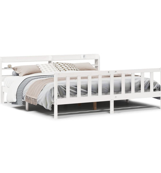 Massivholzbett ohne Matratze Weiß 200x200 cm Kiefernholz