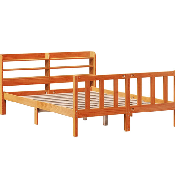 Bettgestell mit Kopfteil ohne Matratze Wachsbraun 120x190 cm