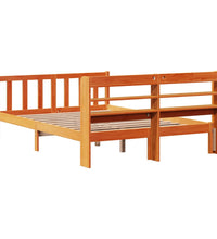 Bettgestell mit Kopfteil ohne Matratze Wachsbraun 135x190 cm