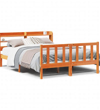 Bettgestell mit Kopfteil ohne Matratze Wachsbraun 135x190 cm