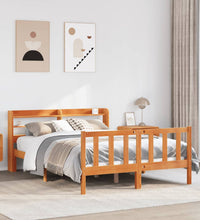 Bettgestell mit Kopfteil ohne Matratze Wachsbraun 140x190 cm