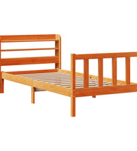 Bettgestell mit Kopfteil ohne Matratze Wachsbraun 90x200 cm