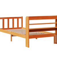 Bettgestell mit Kopfteil ohne Matratze Wachsbraun 90x200 cm