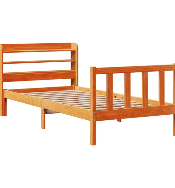 Bettgestell mit Kopfteil ohne Matratze Wachsbraun 100x200 cm