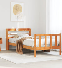 Bettgestell mit Kopfteil ohne Matratze Wachsbraun 100x200 cm