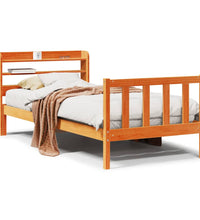 Bettgestell mit Kopfteil ohne Matratze Wachsbraun 100x200 cm