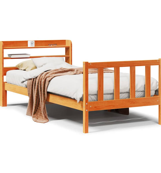 Bettgestell mit Kopfteil ohne Matratze Wachsbraun 100x200 cm