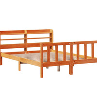 Bettgestell mit Kopfteil ohne Matratze Wachsbraun 140x200 cm