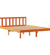 Bettgestell mit Kopfteil ohne Matratze Wachsbraun 140x200 cm