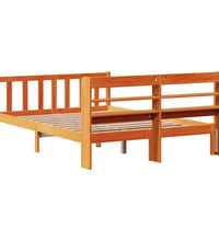 Bettgestell mit Kopfteil ohne Matratze Wachsbraun 150x200 cm