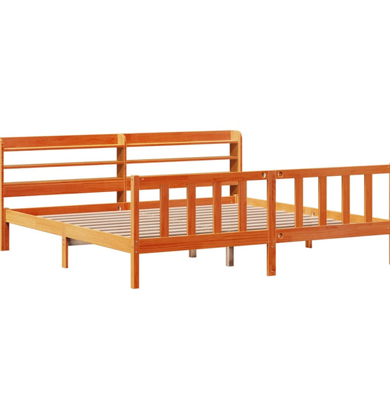 Bettgestell mit Kopfteil ohne Matratze Wachsbraun 180x200 cm