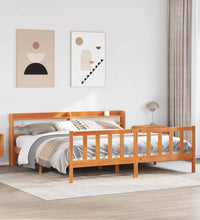 Bettgestell mit Kopfteil ohne Matratze Wachsbraun 180x200 cm