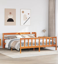 Bettgestell mit Kopfteil ohne Matratze Wachsbraun 200x200 cm