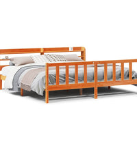 Bettgestell mit Kopfteil ohne Matratze Wachsbraun 200x200 cm