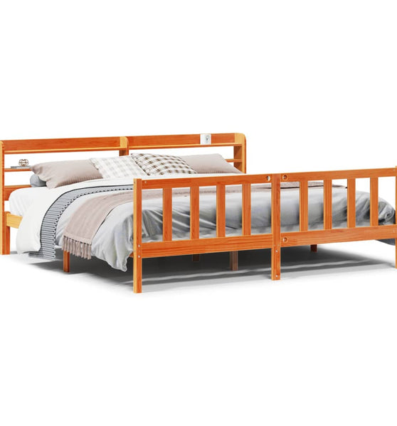 Bettgestell mit Kopfteil ohne Matratze Wachsbraun 200x200 cm