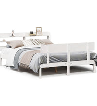 Massivholzbett ohne Matratze Weiß 135x190 cm Kiefernholz