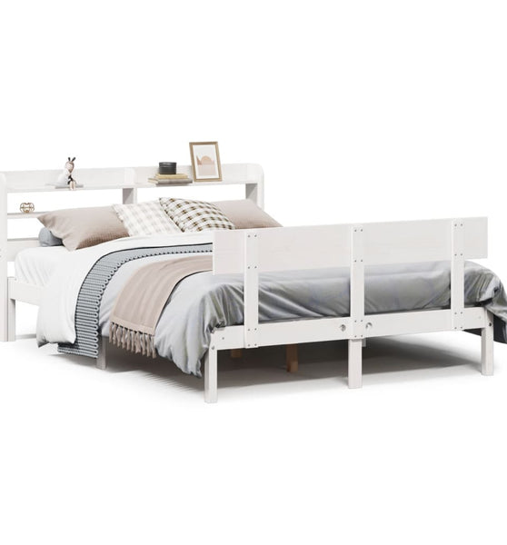 Massivholzbett ohne Matratze Weiß 140x190 cm Kiefernholz