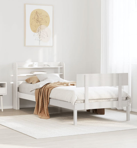 Massivholzbett ohne Matratze Weiß 100x200 cm Kiefernholz