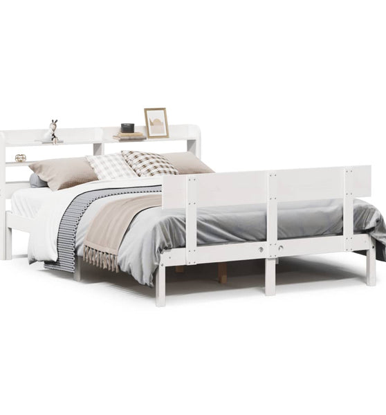 Massivholzbett ohne Matratze Weiß 140x200 cm Kiefernholz