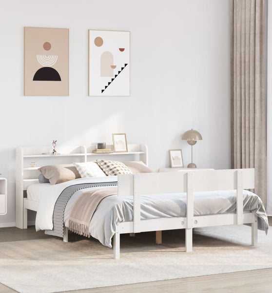 Massivholzbett ohne Matratze Weiß 140x200 cm Kiefernholz