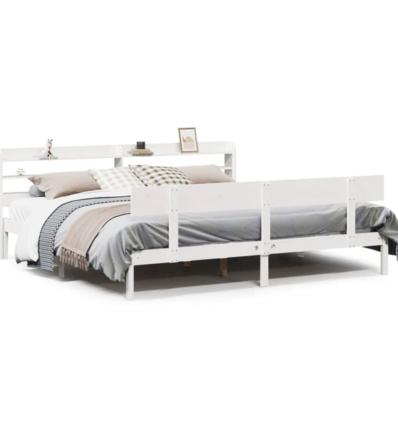 Massivholzbett ohne Matratze Weiß 180x200 cm Kiefernholz