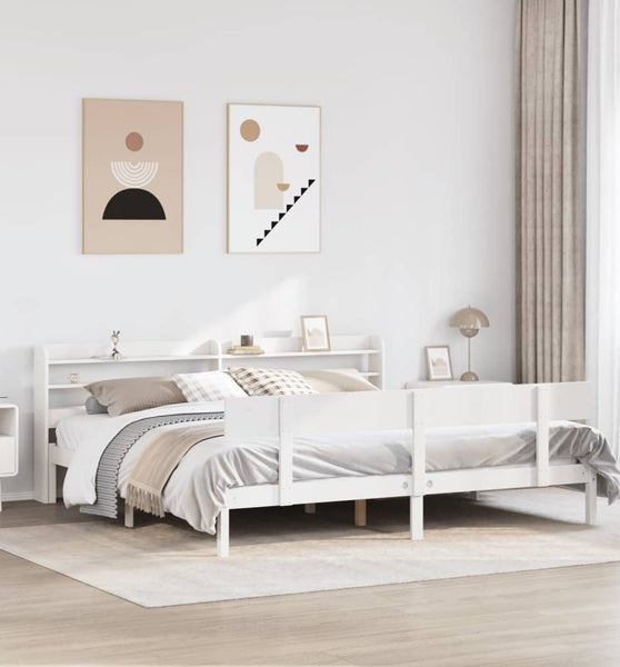 Massivholzbett ohne Matratze Weiß 180x200 cm Kiefernholz