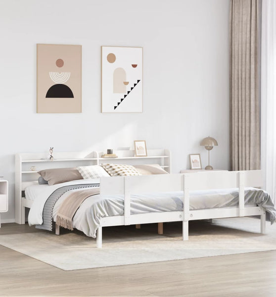 Massivholzbett ohne Matratze Weiß 200x200 cm Kiefernholz