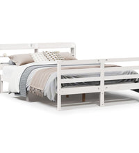 Bettgestell mit Kopfteil ohne Matratze Weiß 135x190 cm