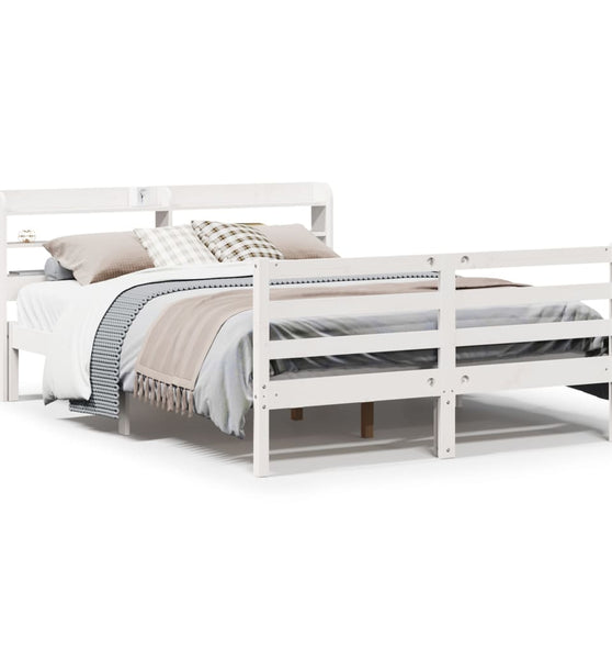 Bettgestell mit Kopfteil ohne Matratze Weiß 135x190 cm