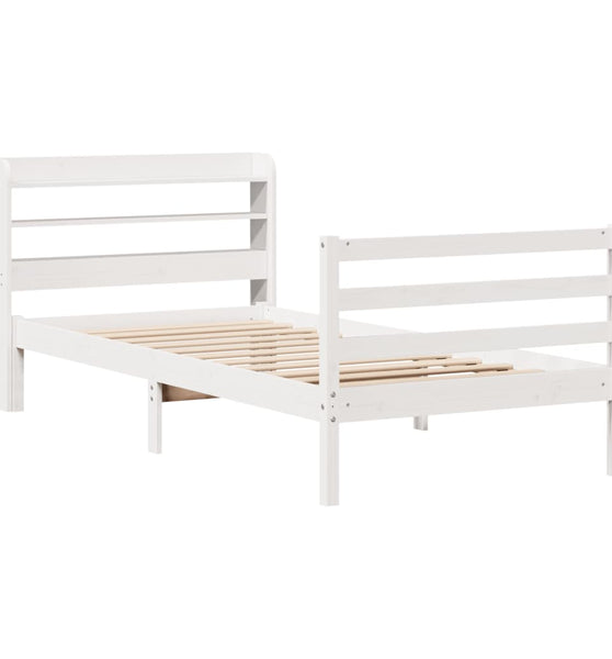 Bettgestell mit Kopfteil ohne Matratze Weiß 100x200 cm