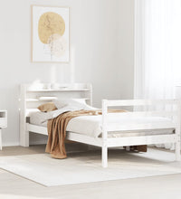 Bettgestell mit Kopfteil ohne Matratze Weiß 100x200 cm