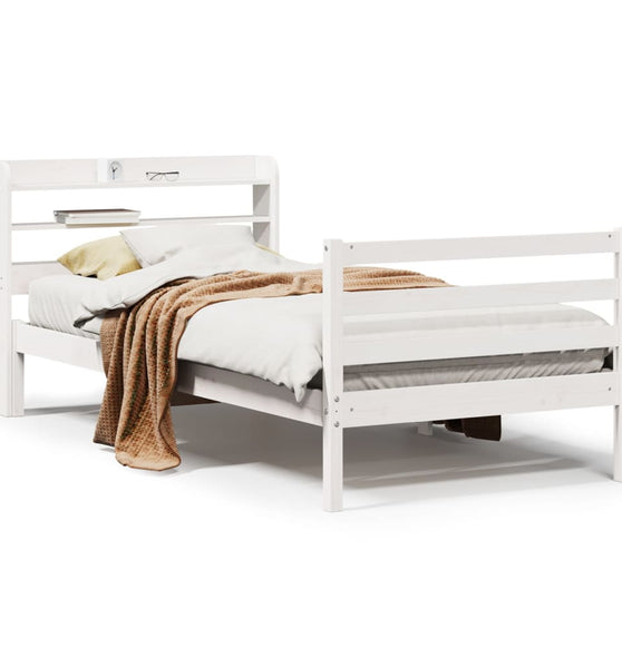 Bettgestell mit Kopfteil ohne Matratze Weiß 100x200 cm