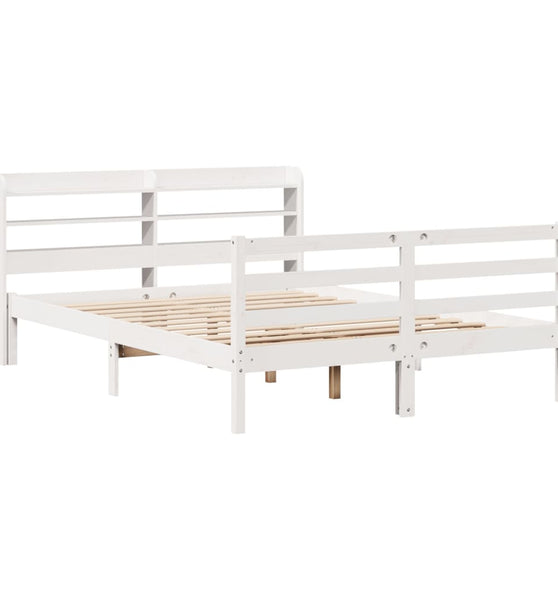 Bettgestell mit Kopfteil ohne Matratze Weiß 150x200 cm