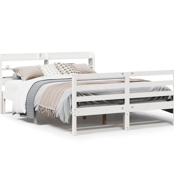 Bettgestell mit Kopfteil ohne Matratze Weiß 150x200 cm