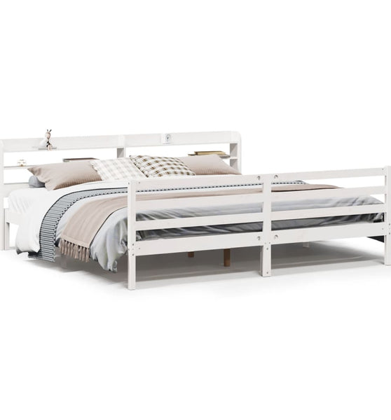 Bettgestell mit Kopfteil ohne Matratze Weiß 180x200 cm