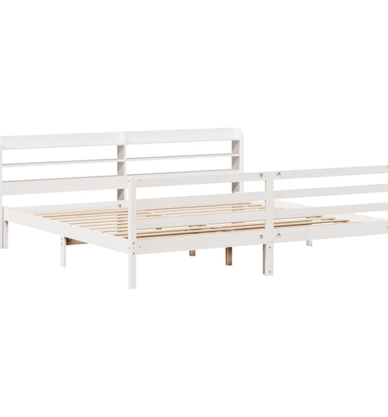 Bettgestell mit Kopfteil ohne Matratze Weiß 200x200 cm