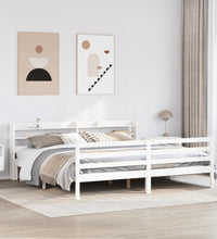 Bettgestell mit Kopfteil ohne Matratze Weiß 200x200 cm