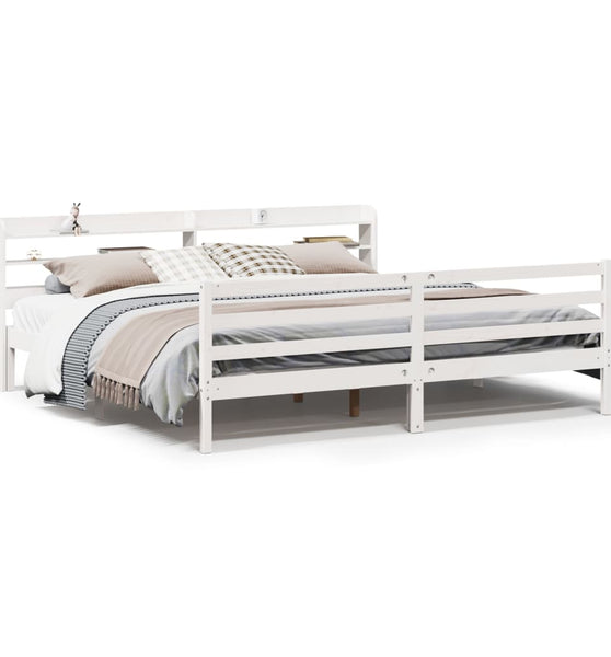 Bettgestell mit Kopfteil ohne Matratze Weiß 200x200 cm