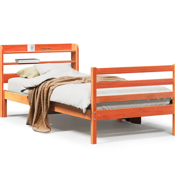 Massivholzbett ohne Matratze Wachsbraun 75x190 cm Kiefernholz