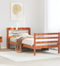 Massivholzbett ohne Matratze Wachsbraun 90x190 cm Kiefernholz