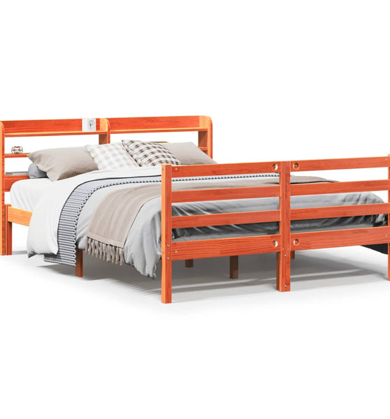 Massivholzbett ohne Matratze Wachsbraun 135x190 cm Kiefernholz