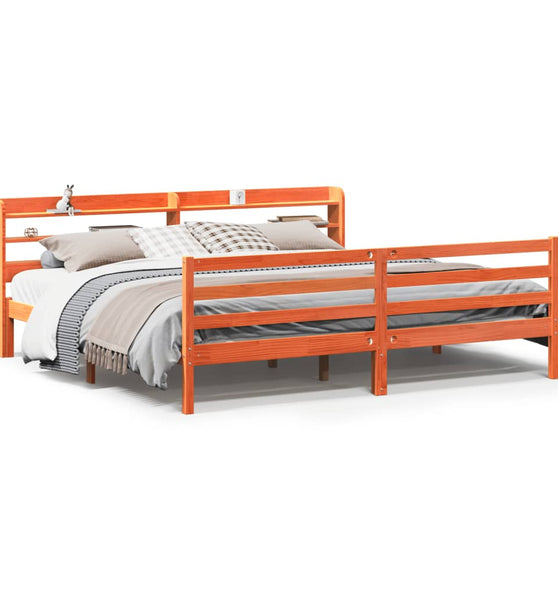 Massivholzbett ohne Matratze Wachsbraun 180x200 Kiefernholz