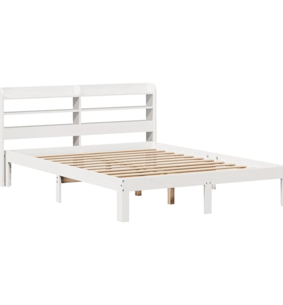 Bettgestell mit Kopfteil ohne Matratze Weiß 135x190 cm