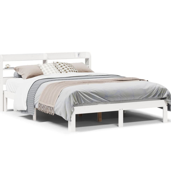 Bettgestell mit Kopfteil ohne Matratze Weiß 140x200 cm