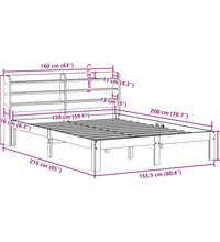 Bettgestell mit Kopfteil ohne Matratze 150x200 cm